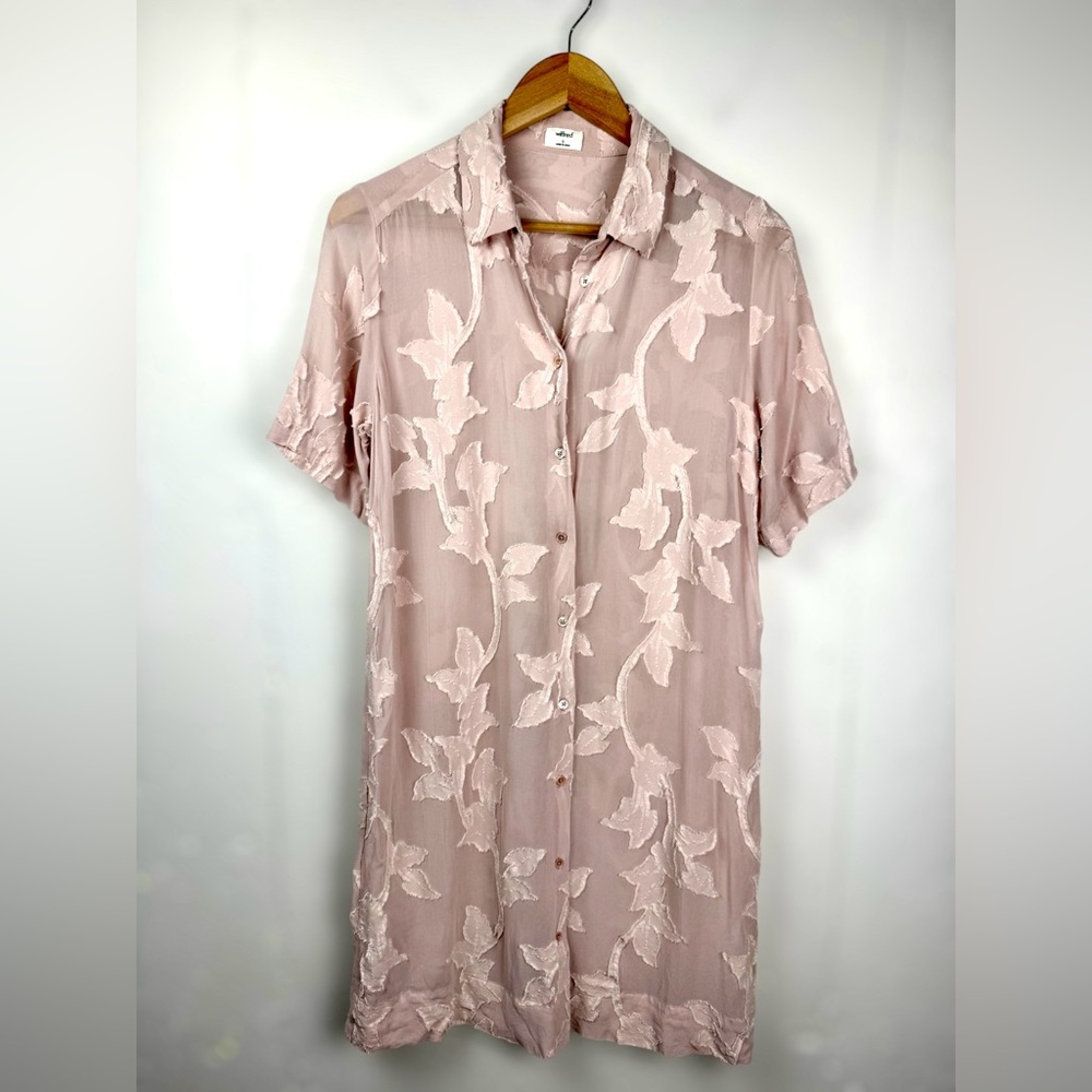 Aritzia Wilfred Women’s Hémistiche‎ Floral Pale Powder pink Sheer shirt dress S